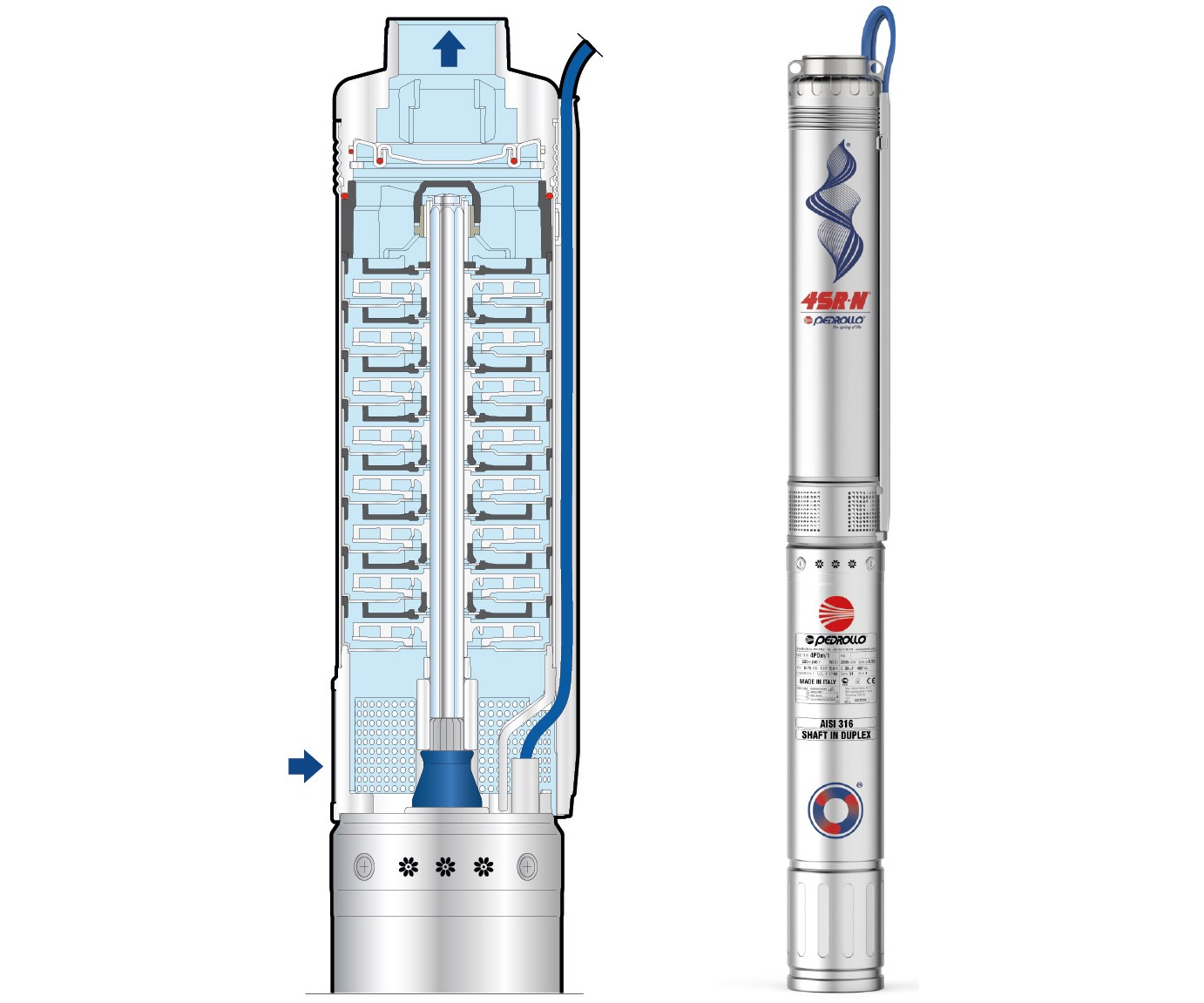 Глубинный электронасос Pedrollo 4SR12/40 N-PD, 7.5 кВт