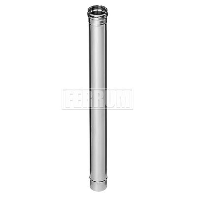 Труба дымоходная FERRUM d.130 мм, L-1000 мм (inox 430/0,5 мм)