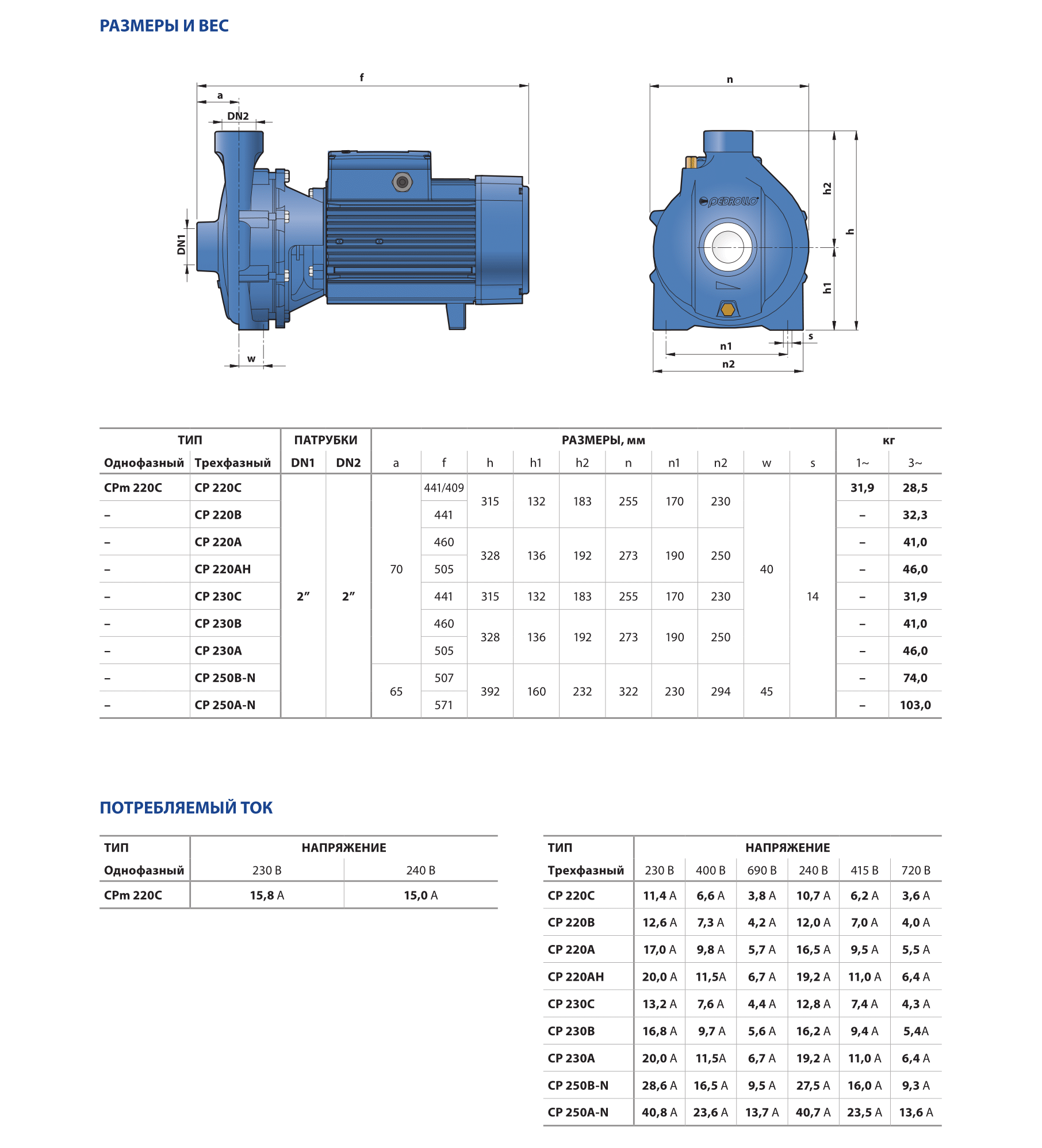 Центробежный электронасос Pedrollo CP 220A