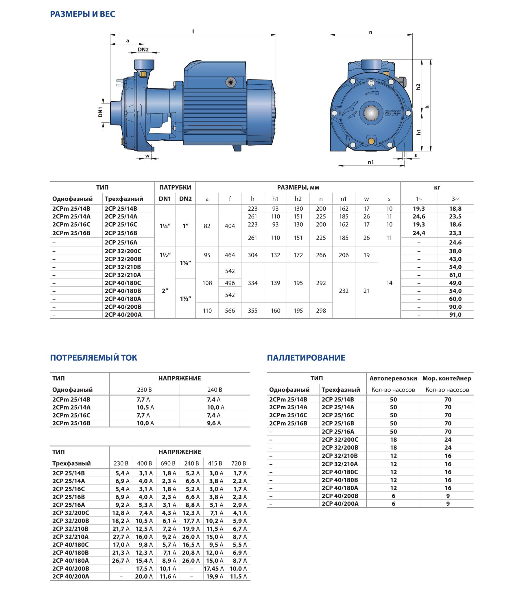 Pompa electrica centrifuga cu doua rotoare Pedrollo 2CP32/210B