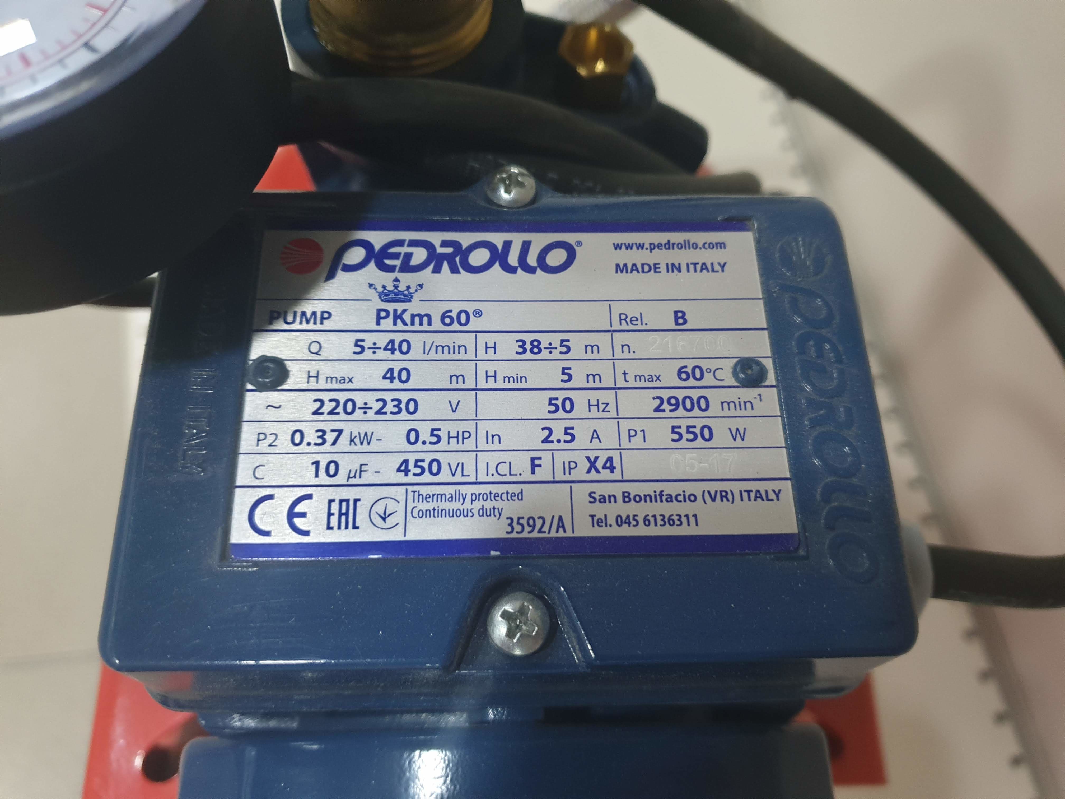 Гидрофор Pedrollo PKm60-24CL (до 8м, 0,37kW) без защиты