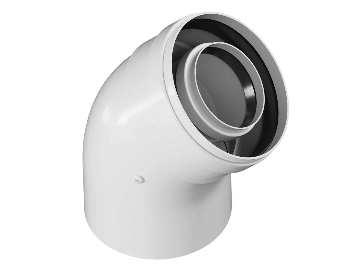 Unghi coaxial, pentru coș de condensare d 60/100 mm, 45°