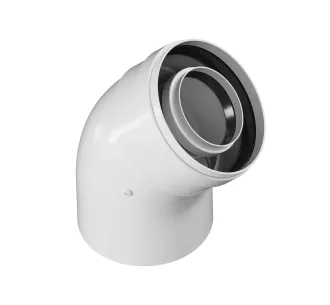 Unghi coaxial, pentru coș de condensare D 80/125 mm, 45°