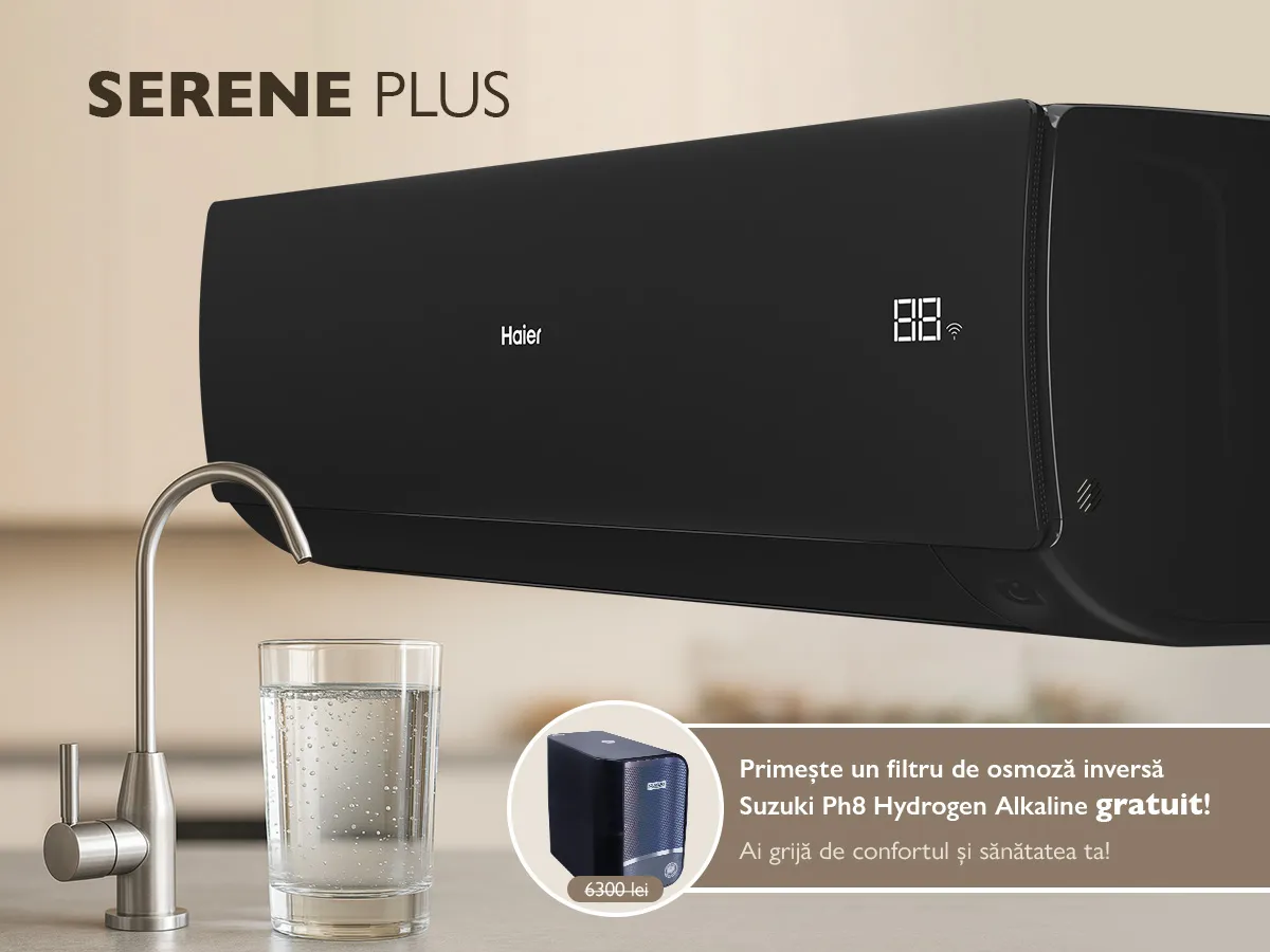 Conditioner HAIER SERENE Plus DC Inverter R32 AS25SBBHRA-MB 1U25DEBFRA-SH Negru mat (Încălzire pana la - 20°C)
