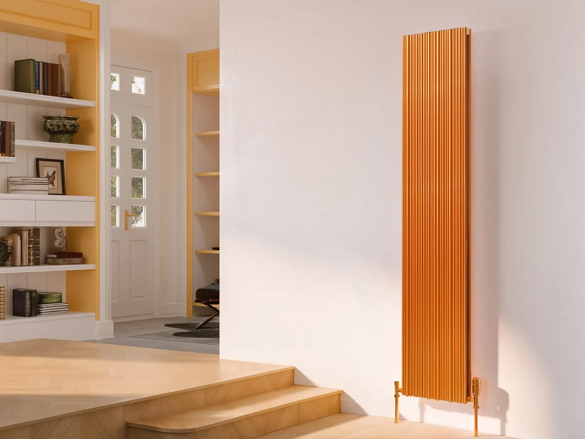 Calorifer decorativ LOJIMAX, colectia BAMBOO DOUBLE inaltimea 600 mm. latimea 959 mm. COPPER MATT ANODISING