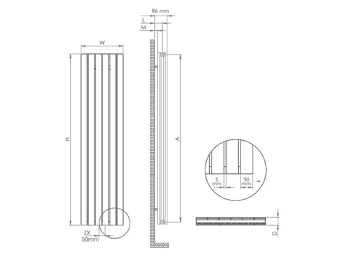 Calorifere decorativ LOJIMAX, colectia KALSEDON DOUBLE Antracit mat