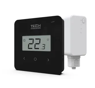 Termostat de cameră fără fir, programabil, cu ciclu săptămânal Tech EU T-2.2 (negru)