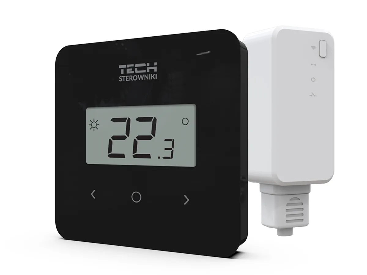 Termostat de cameră fără fir, programabil, cu ciclu săptămânal Tech EU T-2.2 (negru)