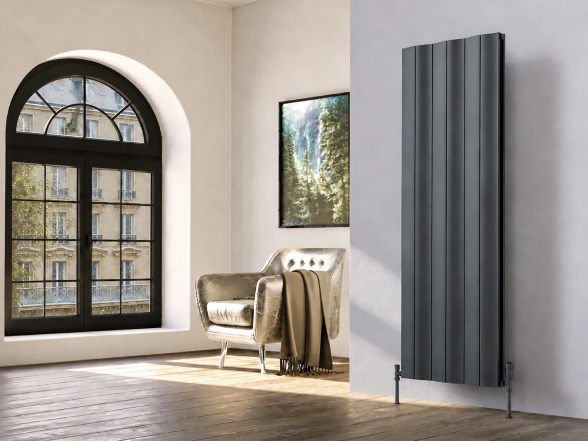 Дизайнерский радиатор LOJIMAX коллекция AMAZONITE DOUBLE 1600x620 мм, Серый (Juniper)