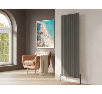 Дизайнерский радиатор LOJIMAX коллекция BAMBOO DOUBLE 1600x359 мм, Антрацит 