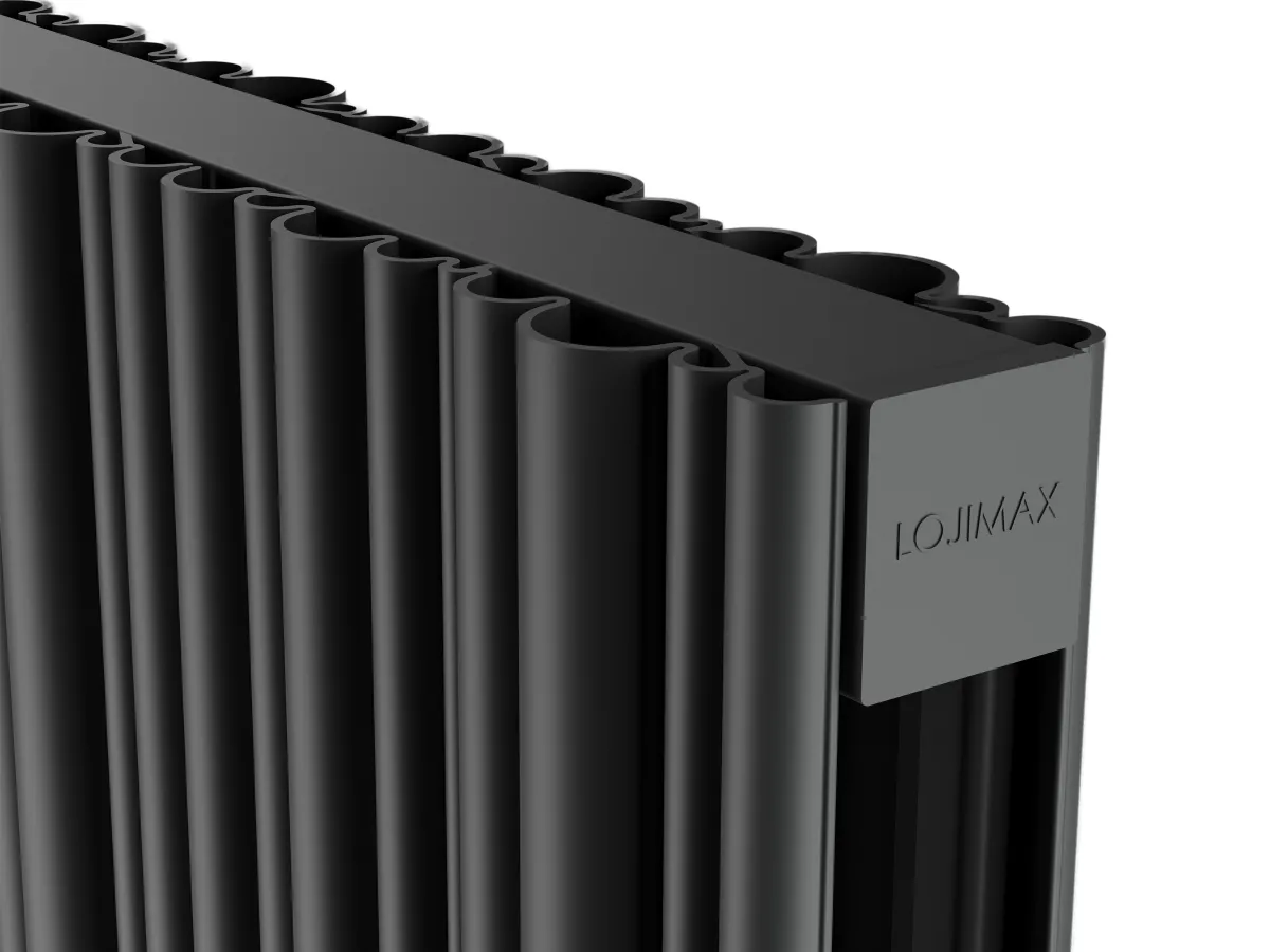 Дизайнерский радиатор LOJIMAX коллекция BAMBOO DOUBLE 1800x359 мм, Black Matt Anodising