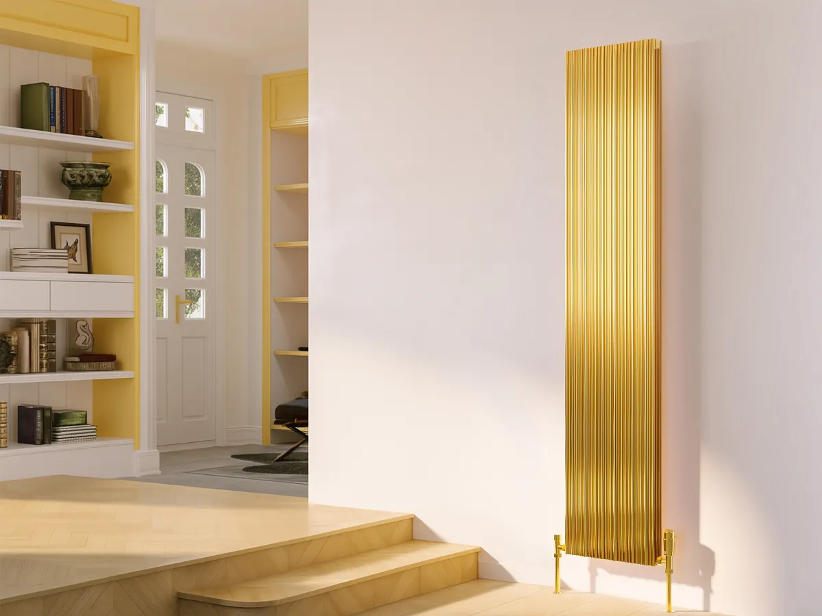 Дизайнерский радиатор LOJIMAX коллекция BAMBOO DOUBLE 1800x359 мм, Gold Matt Anodising