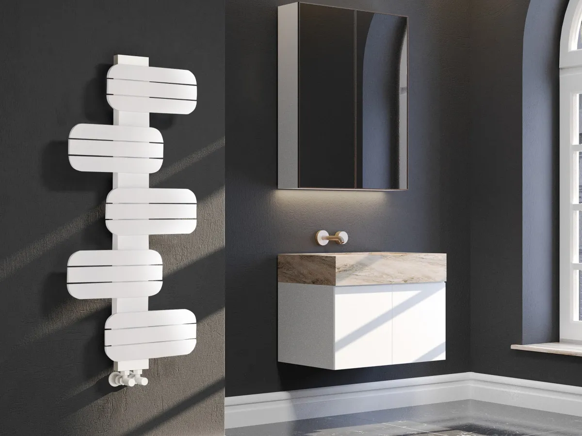 Uscător de prosoape de design LOJIMAX colecția BAMITO 1070x500 mm, Alb