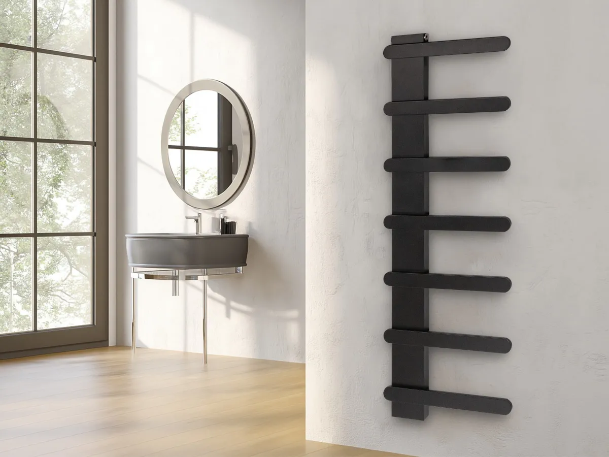 Дизайнерский полотенцесушитель LOJIMAX коллекция NUMMO STYLE 940x450 мм, Черный