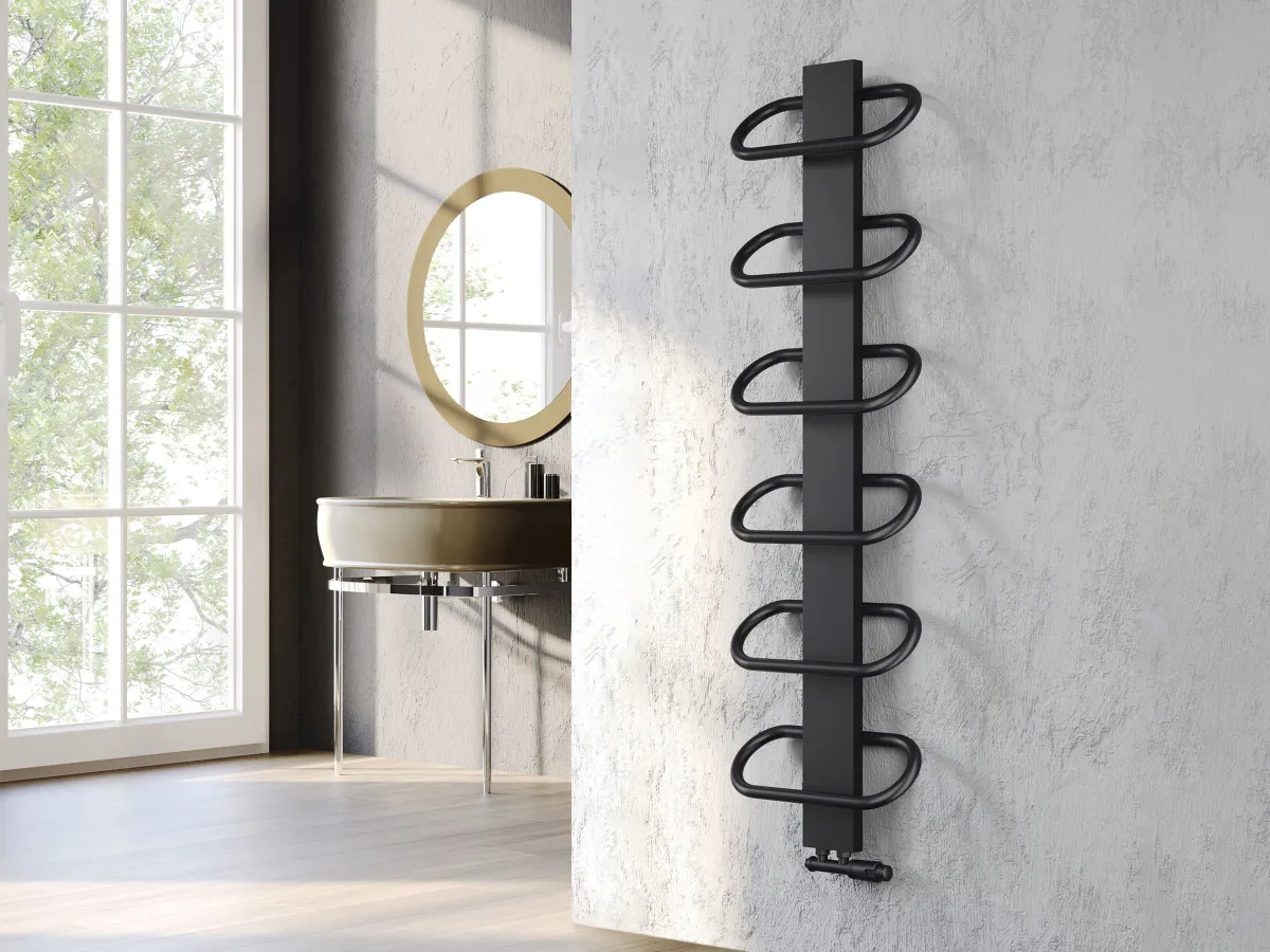 Uscător de prosoape de design LOJIMAX colecția PEARL 1490x400 mm, Negru