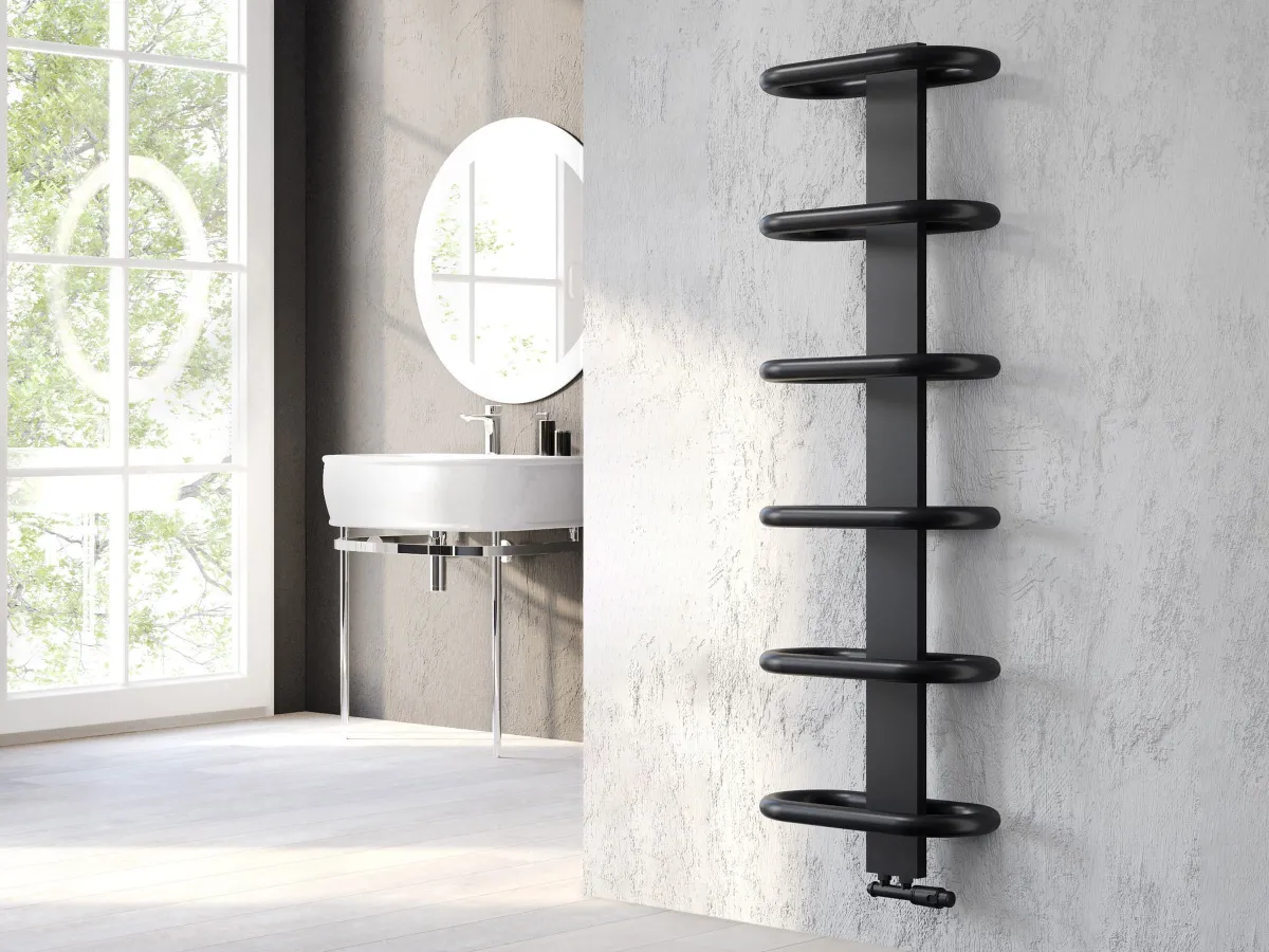Uscător de prosoape de design LOJIMAX colecția TEOS 1170x400 mm, Negru