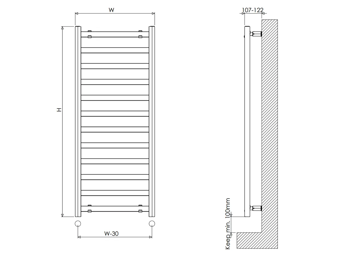 Uscător de prosoape de design CARISA, colecția LARA L, 800x485 mm, ALB
