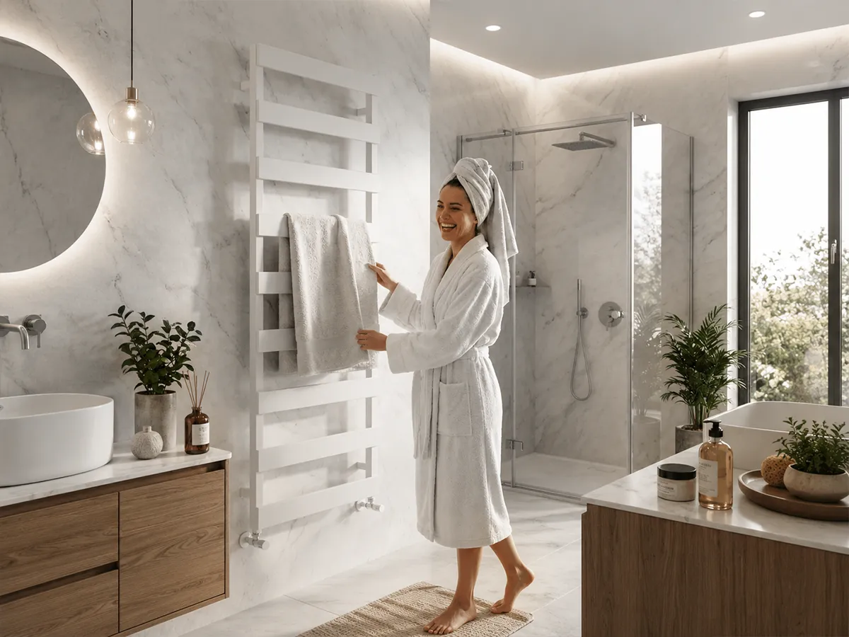 Дизайнерский полотенцесушитель CARISA коллекция NINOVA BATH 1180x500 мм, Белый
