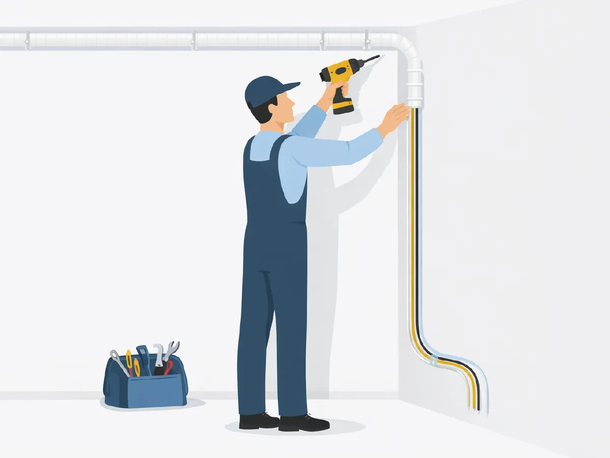 Preinstalarea (instalarea traseului, prima etapa) pentru aparatele de aer conditionat 12000 BTU