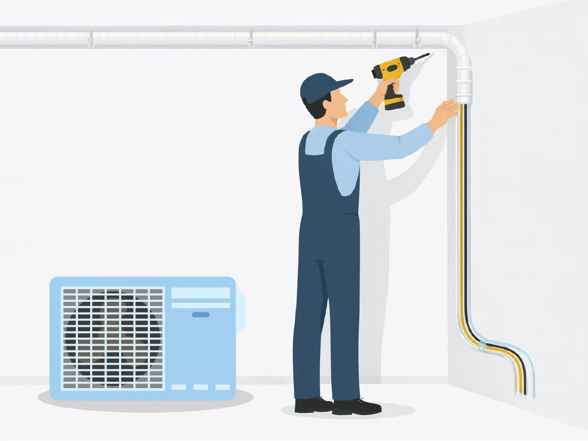 Preinstalarea (instalarea traseului si unitatii exterioare prima etapa) pentru aparatele de aer conditionat 18000 BTU (5,0 - 6,1 kW)