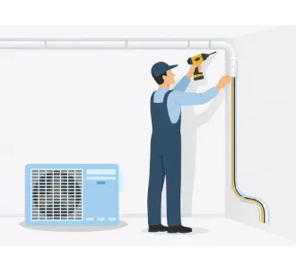 Preinstalarea (instalarea traseului si unitatii exterioare prima etapa) pentru aparatele de aer conditionat 24000 BTU (6,2 - 7,2 kW)