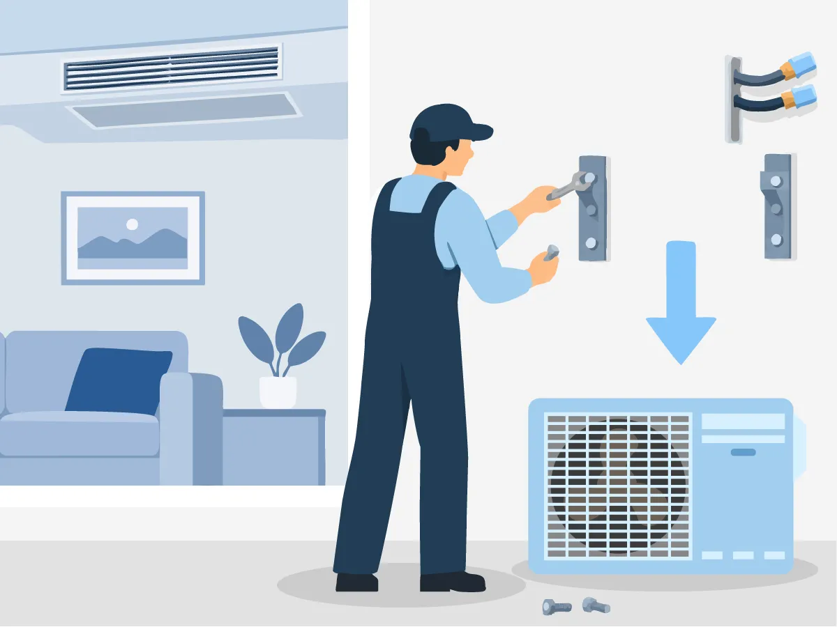 Демонтаж внешнего блока кондиционера канального типа 28000 BTU