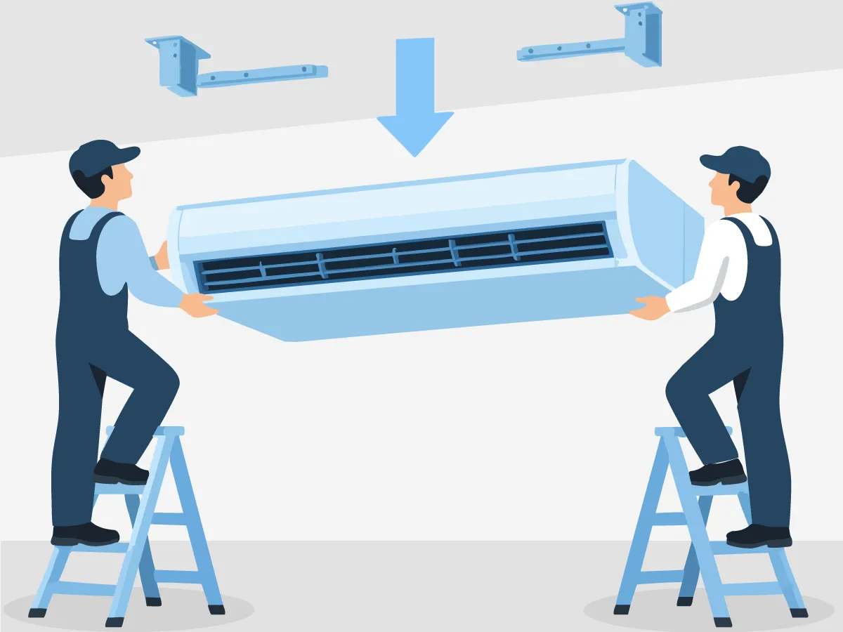 Демонтаж внутреннего блока кондиционера напольно-потолочного типа 30000 BTU