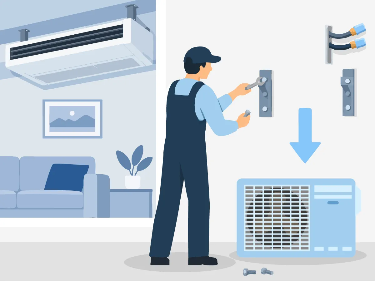 Демонтаж внешнего блока кондиционера напольно-потолочного типа 9000 BTU