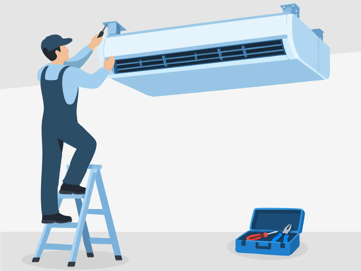Instalarea unitatii interioare de tip podea, tavan 12000 BTU