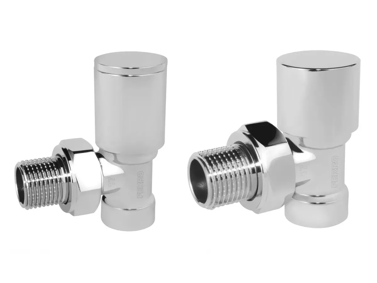 Кран радиаторный угловой Ferro set 1/2' подача+обратка хром