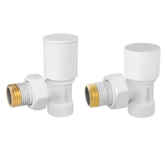 Кран радиаторный угловой Ferro set 1/2' подача+обратка белый