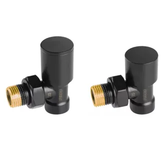 Кран радиаторный угловой Ferro set 1/2' подача+обратка черный