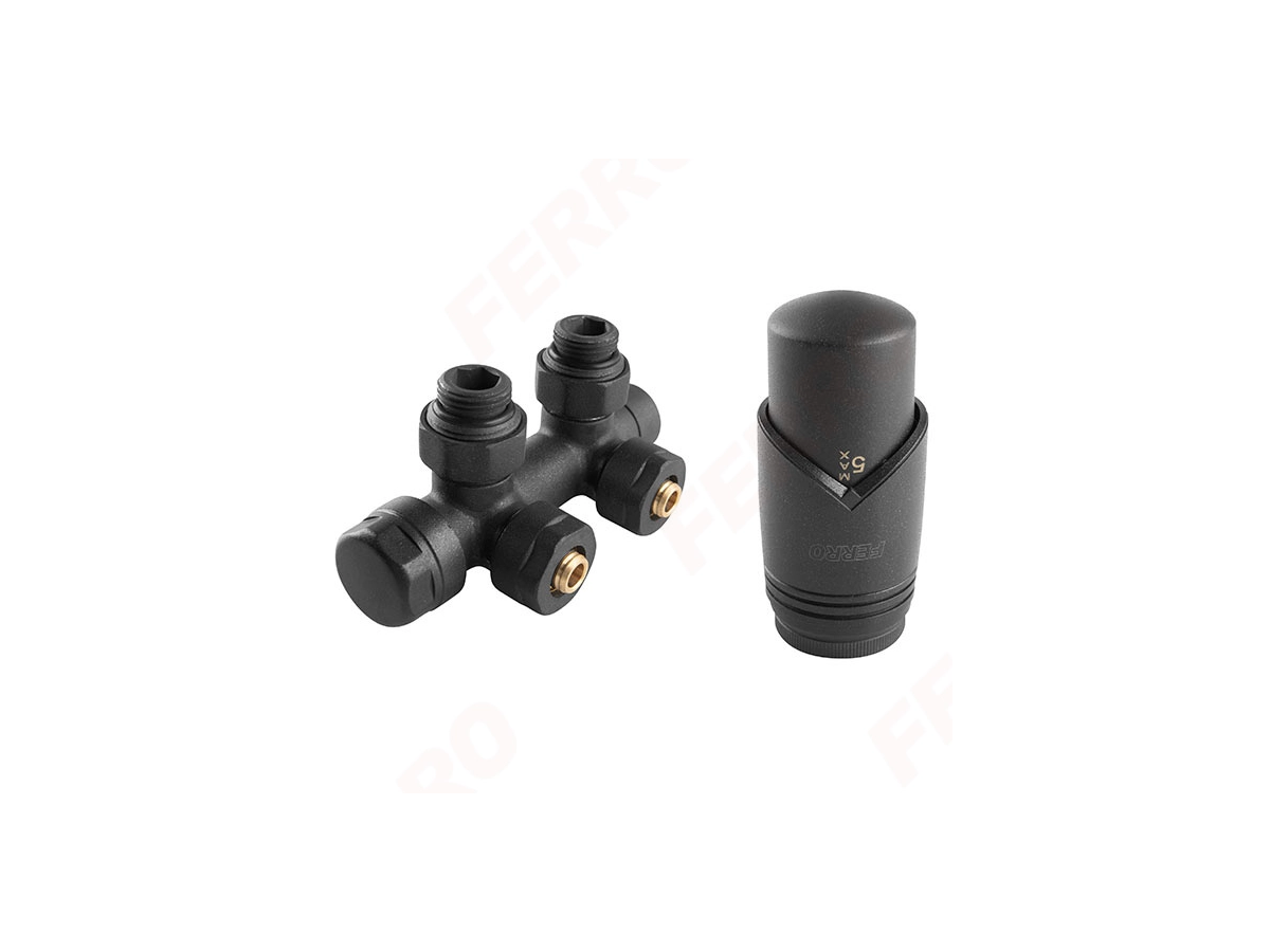 Robinet cal dublu Ferro 16*2 Black + cap termo