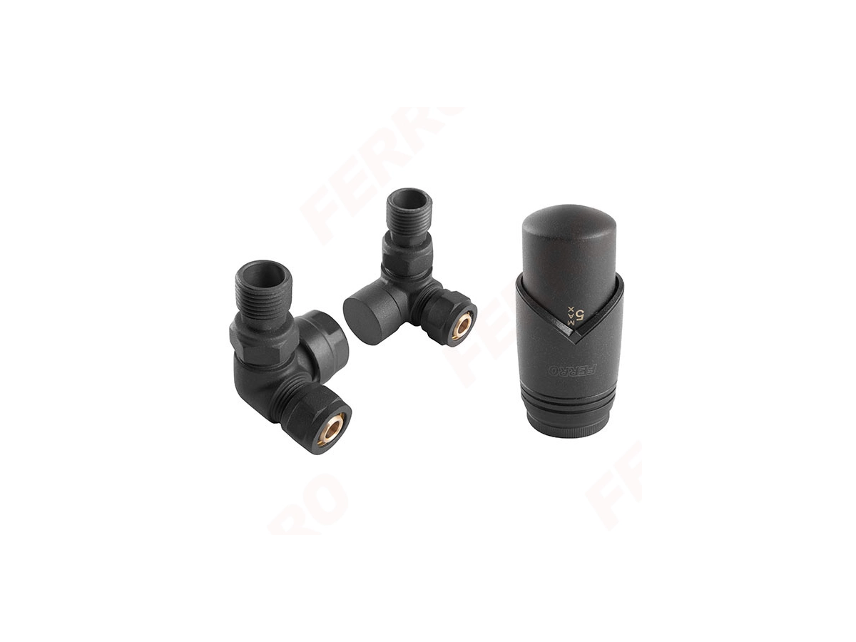 Robinet cal axiali Ferro 16*2 tur+retur Black + cap termo