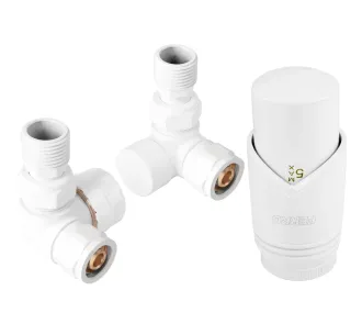 Кран радиаторный осевой Ferro 16*2 White + термоголовка