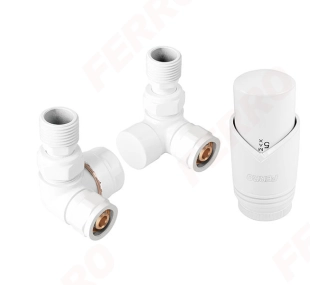 Robinet cal axiali Ferro 16*2 tur+retur White + cap termo