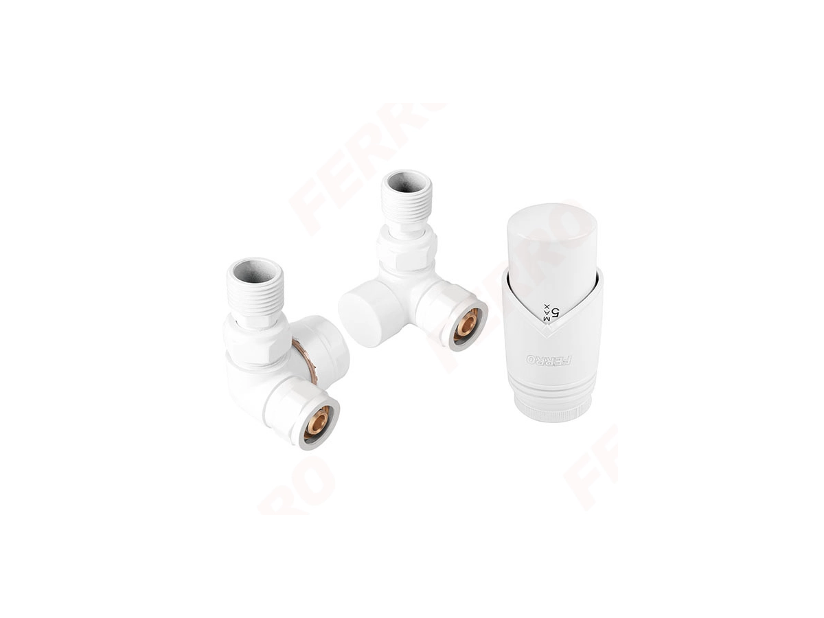 Robinet cal axiali Ferro 16*2 tur+retur White + cap termo