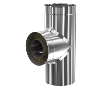 Teu 90° izolat pentru cos de fum CORAX d.120-200 mm (inox 430/304)