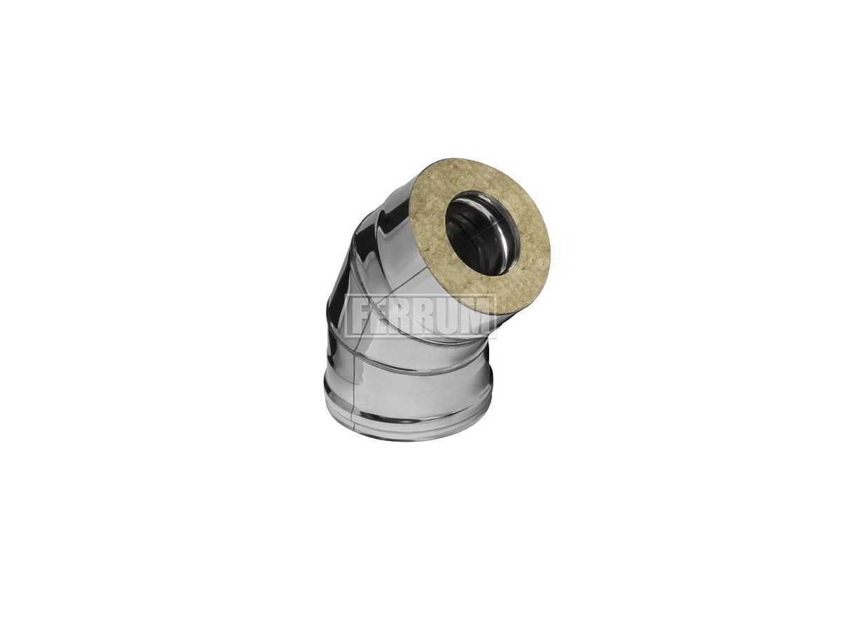 Cot 45° izolat pentru cos de fum FERRUM d.115-200 mm (inox 430/0,5 mm)