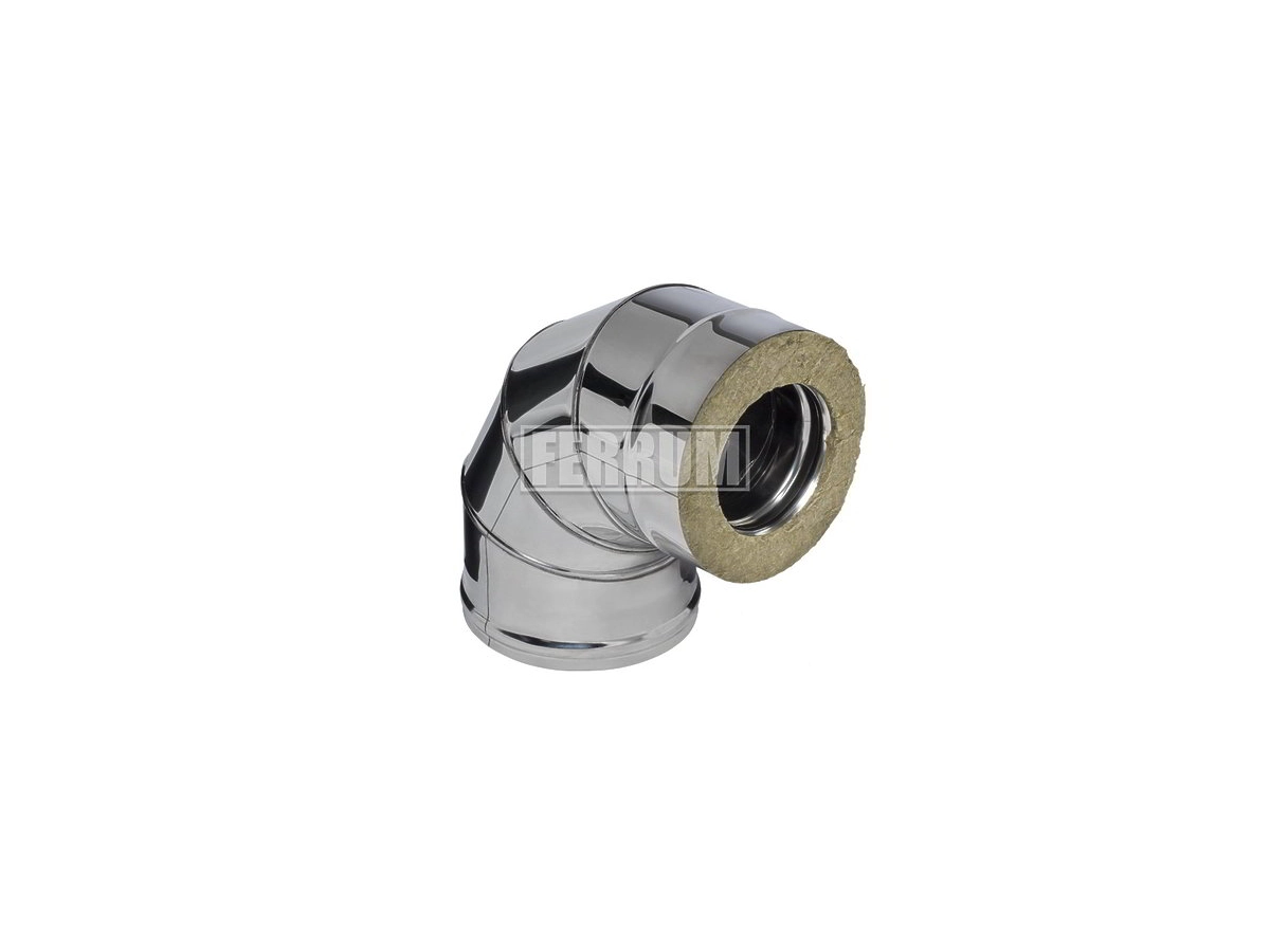 Cot 90° izolat pentru cos de fum FERRUM d.115-200 mm (inox 430/0,8 mm)