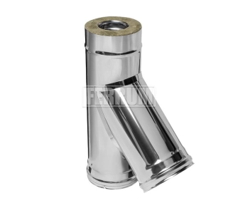 Teu 45° izolat pentru cos de fum FERRUM d.115-200 mm (inox 430/0,5 mm)