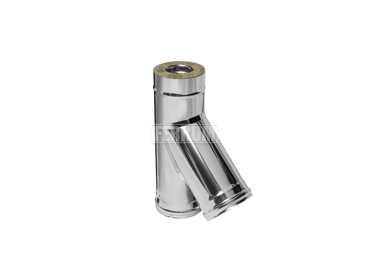 Teu 45° izolat pentru cos de fum FERRUM d.115-200 mm (inox 430/0,5 mm)