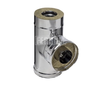 Teu 90° izolat pentru cos de fum FERRUM d.115-200 mm (inox 430/0,5 mm)