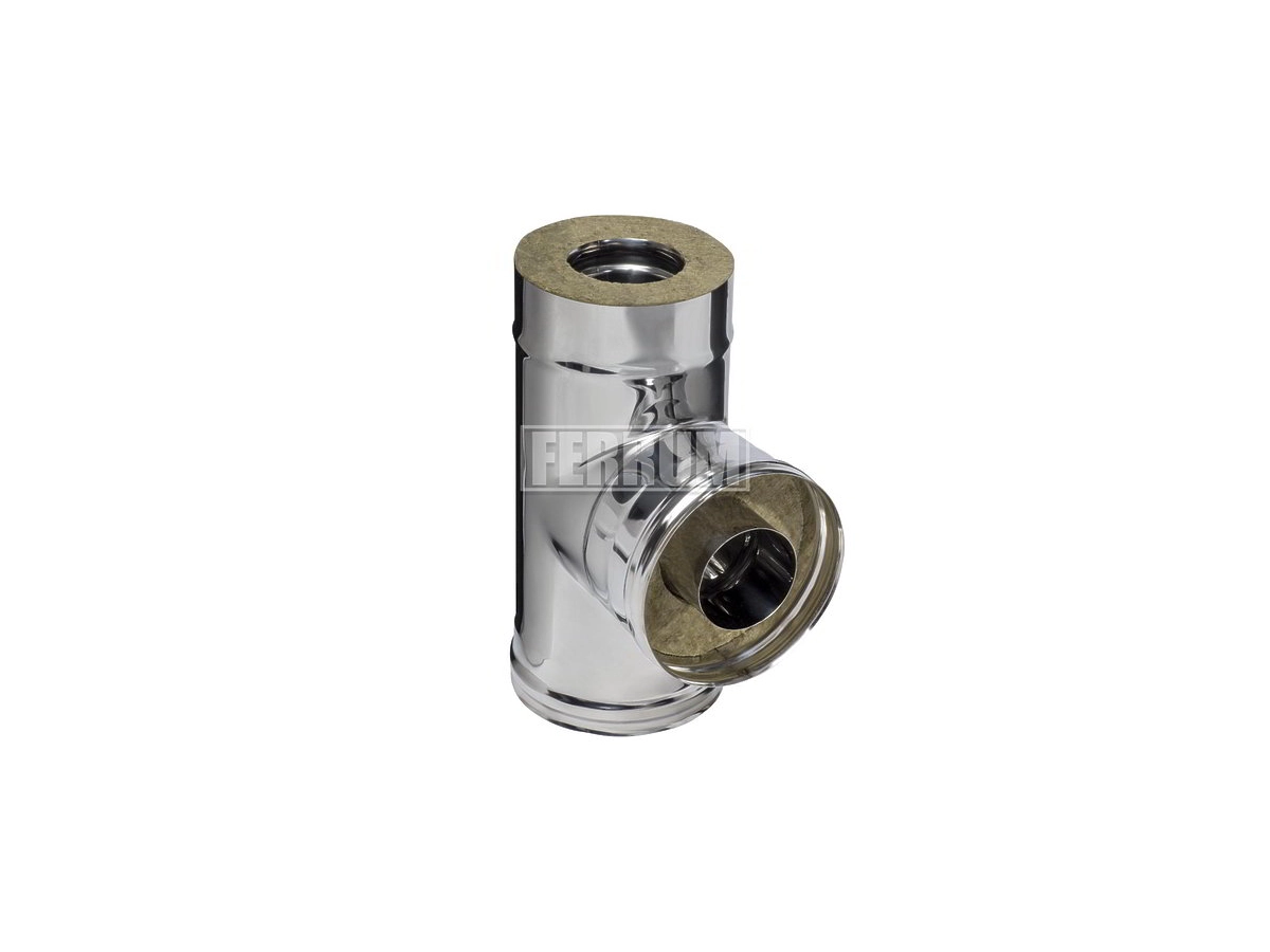 Teu 90° izolat pentru cos de fum FERRUM d.115-200 mm (inox 430/0,5 mm)