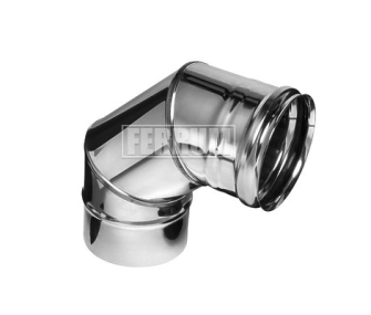 Cot 90° ne izolat pentru cos de fum FERRUM d.115 mm (inox 430/0,5 mm)