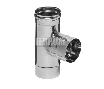 Teu 90° ne izolat pentru cos de fum FERRUM d.115 mm (inox 430/0,5 mm)