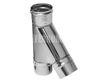 Teu 45° ne izolat pentru cos de fum FERRUM d.130 mm (inox 430/0,5 mm)