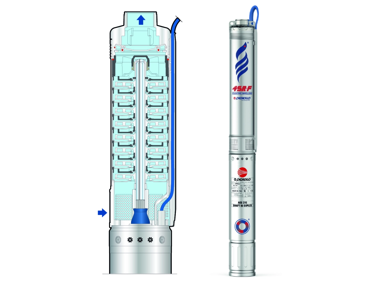 Pompa submersibila Pedrollo 4SR2m/17 F-PD pina la 127 m, 1.1 kW
