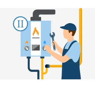 Instalarea standard a unui cazan pe gaz cu doua contururi 20-32 kW