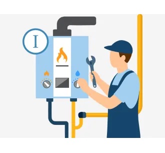 Instalarea standard a unui cazan pe gaz cu un contur 33-50 kW